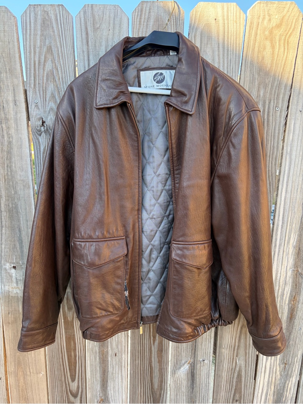 Stone Mountain Accessories Brown Leather Bomber Jacket